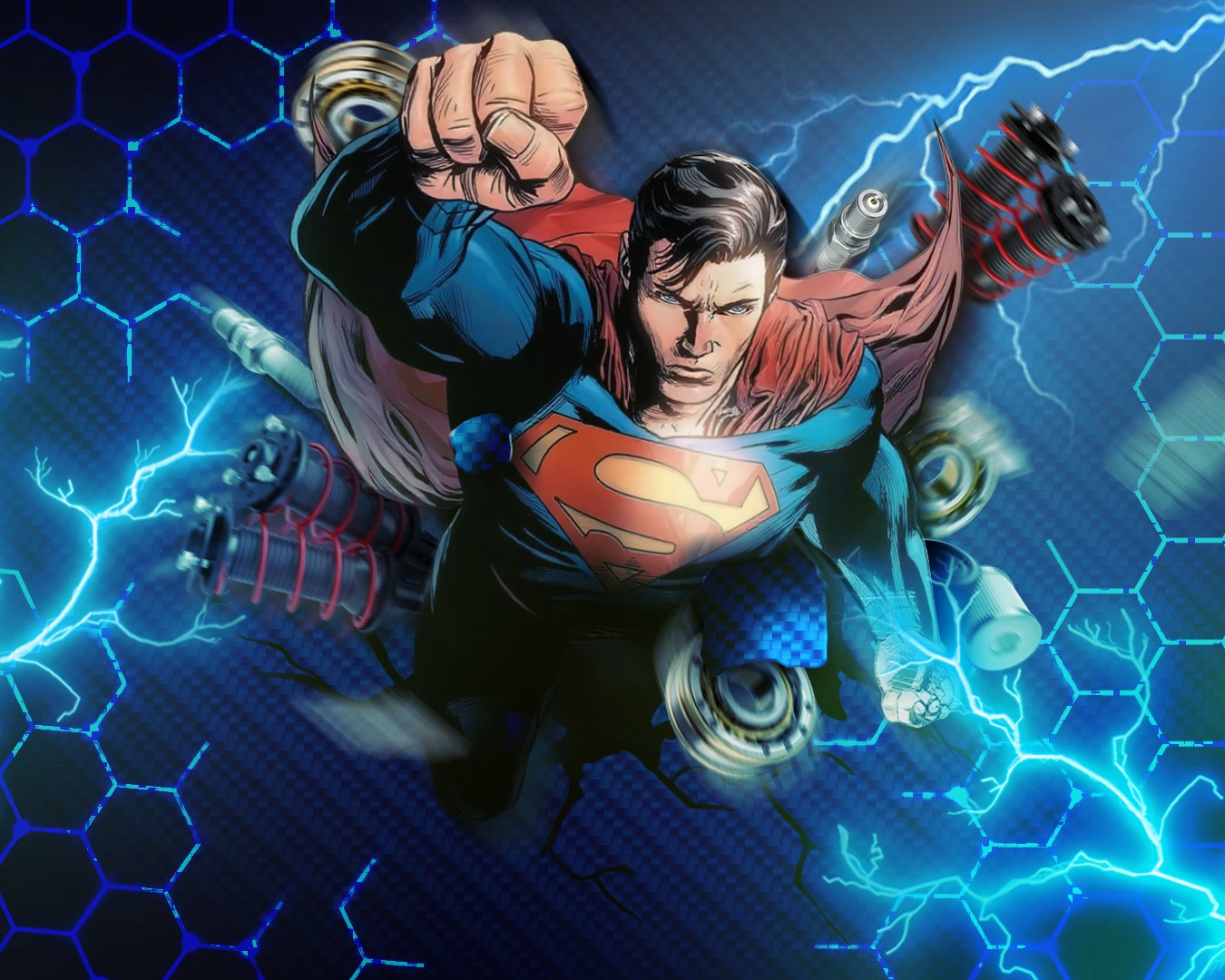 Fondo de Repuestos de Autos con Superheroe Superman